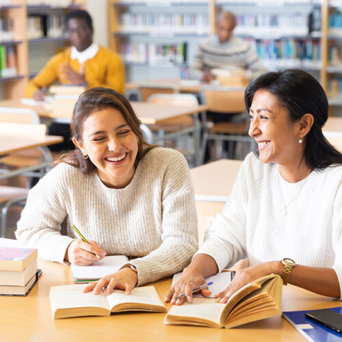 Adult women reading books
